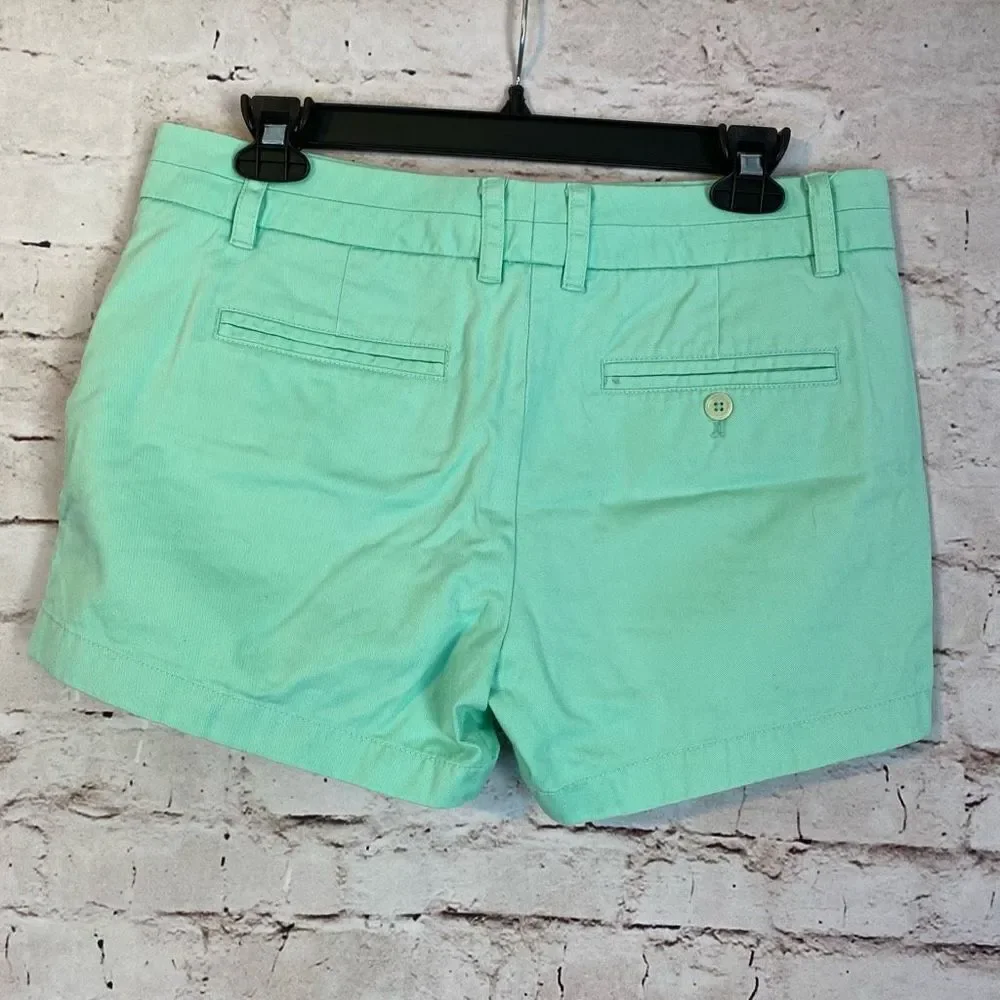J. Crew Womens Green Pocket Casual 100% Cotton Mid Rise Chino Shorts Size 6